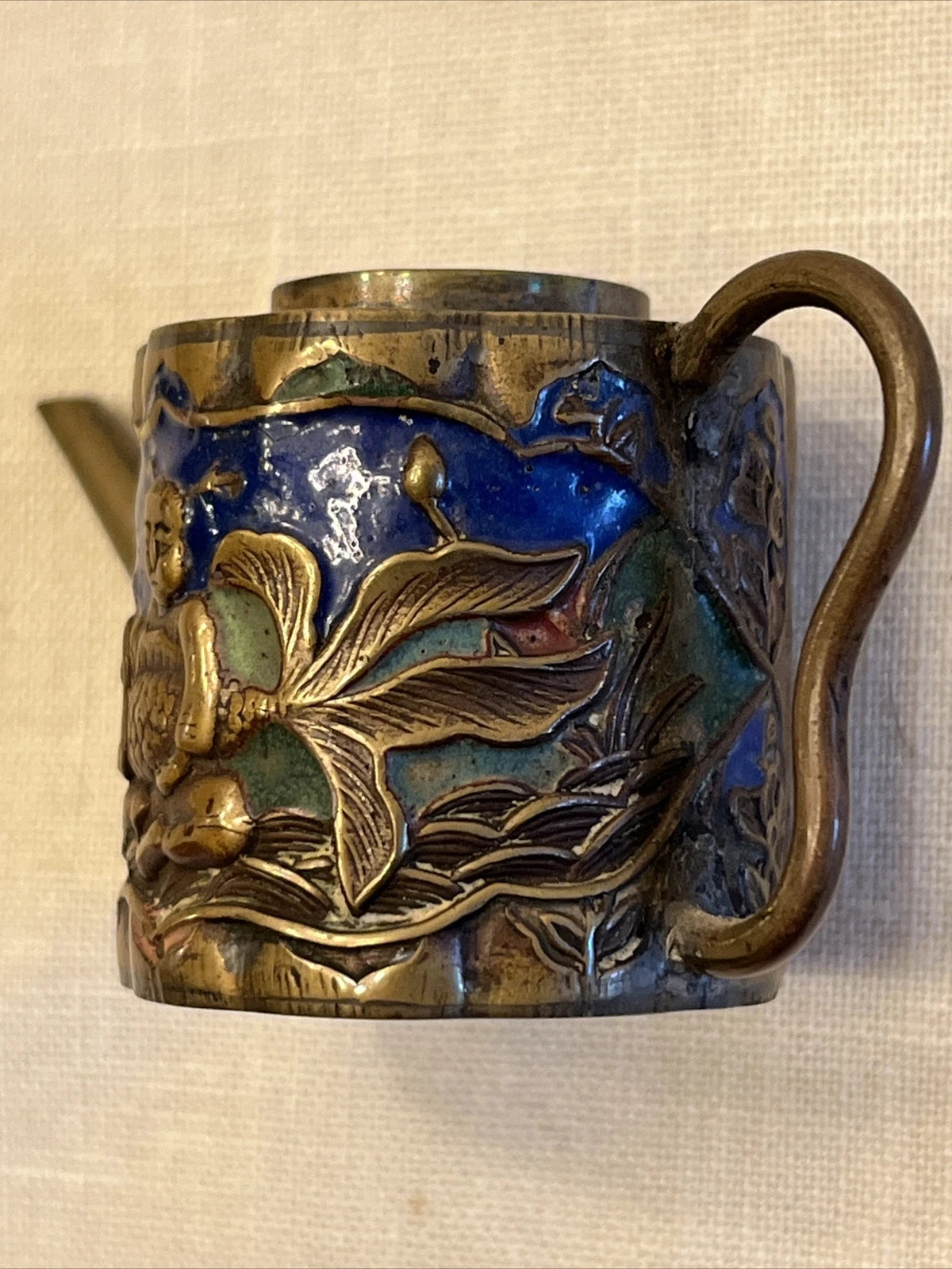 Old Vintage China Miniature TEAPOT Brass Repousse Enamel Multi Color 1.5" Tall | eBay