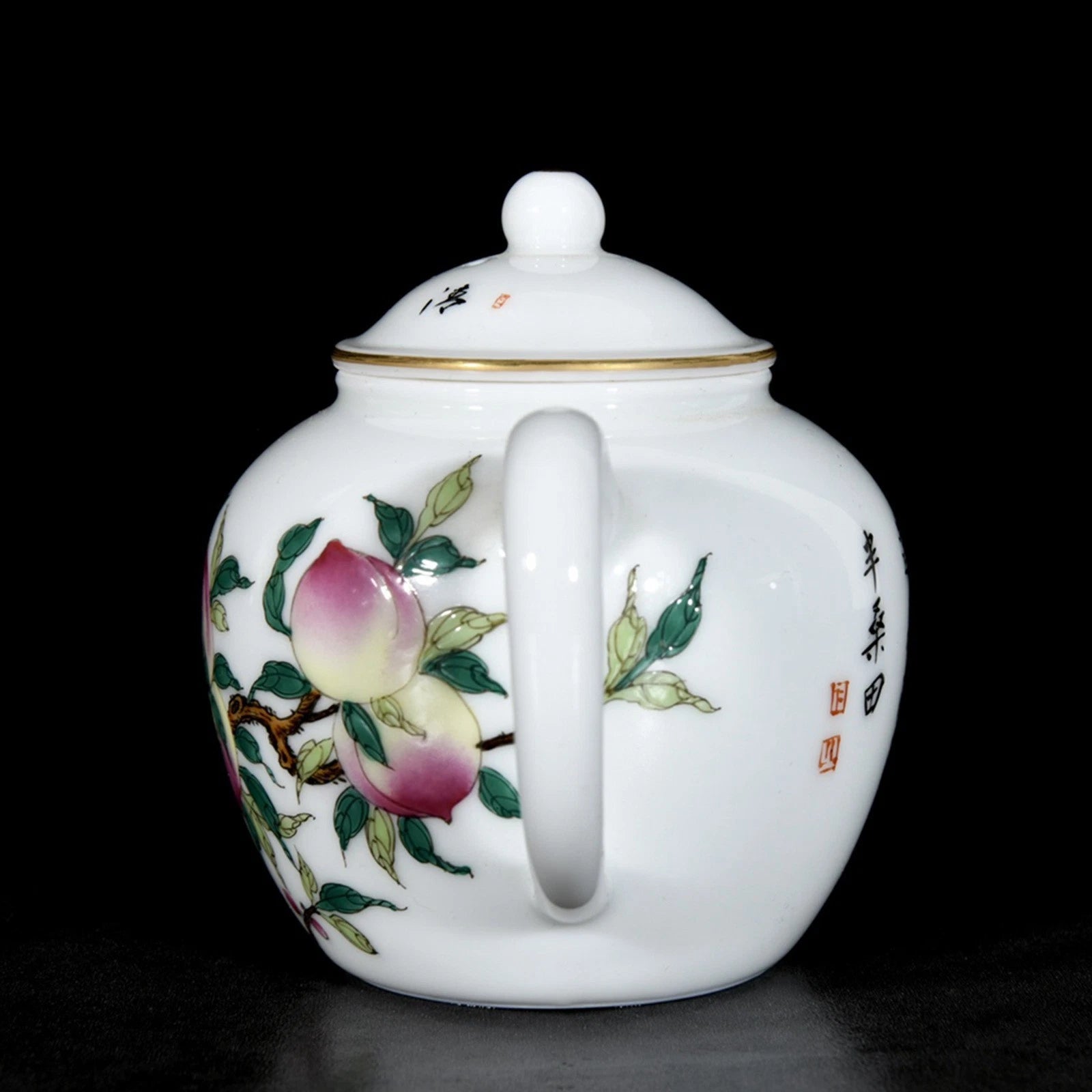 Chinese Enamel  Colour Porcelain HandPainted Peach pattern Teapot 73102