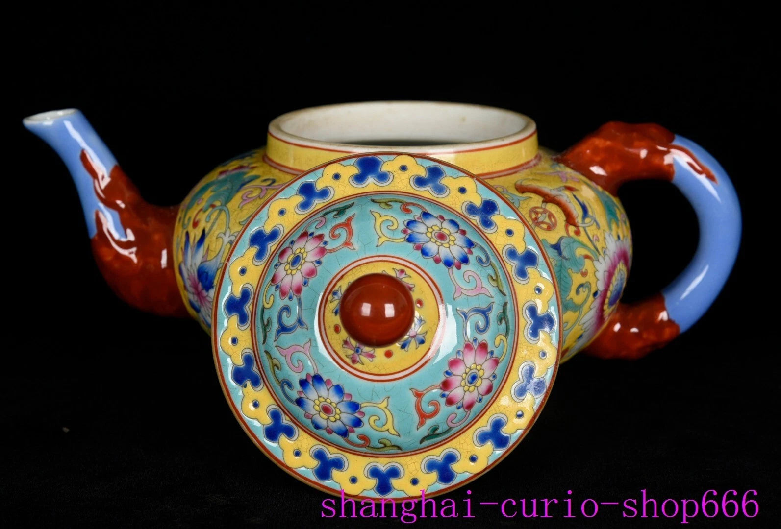 8"China Qing Dynasty Yongzheng enamel porcelain fushou ruyi grain Tea set Teapot | eBay