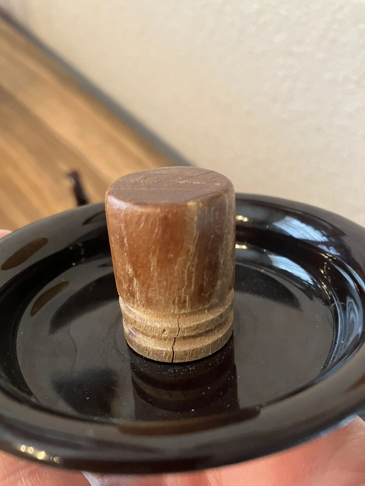Brown Enamelware Tea Pot Flaw See Last Pic For Small Crack In Wood Knob