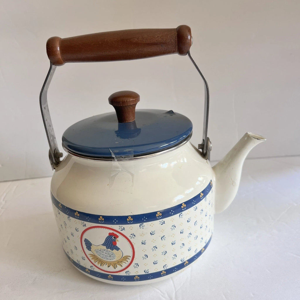 Vintage Enamel Kettle Country Hen Teapot | eBay
