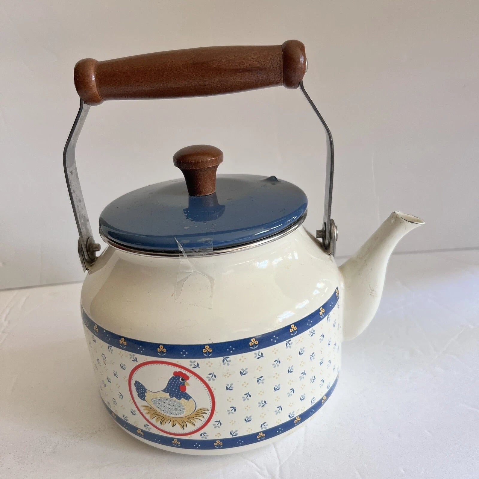 Vintage Enamel Kettle Country Hen Teapot | eBay