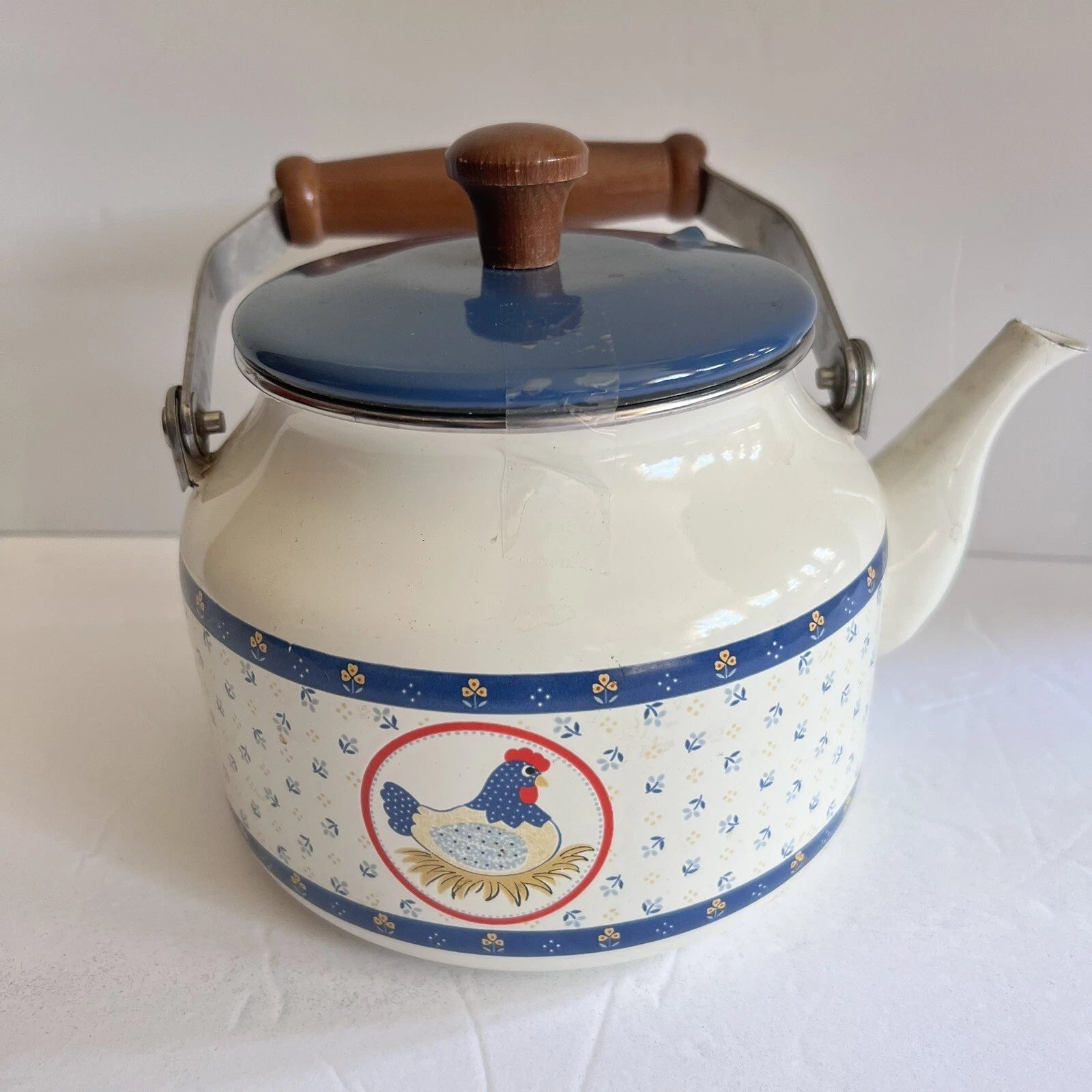 Vintage Enamel Kettle Country Hen Teapot | eBay