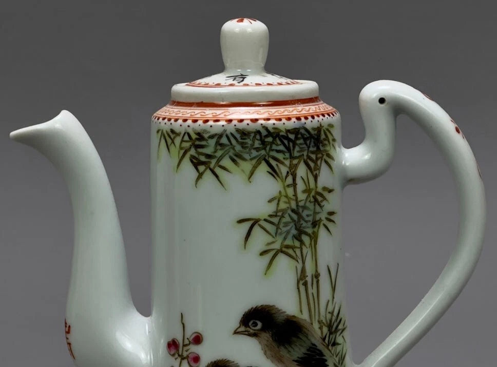 5.6" China Powder enamel porcelain flowers bird Teapot tea set tea maker statue | eBay