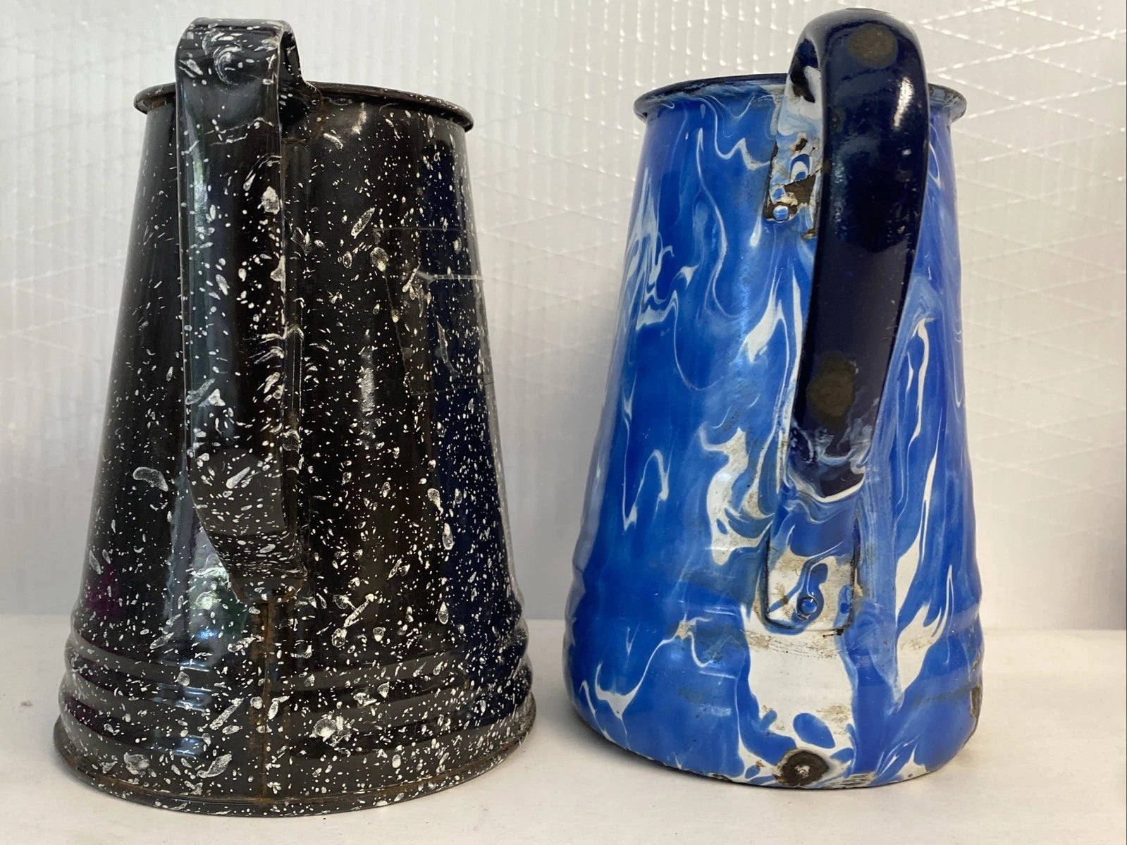 Vintage Graniteware Enamel Gooseneck Farmhouse Coffee Tea Pot Kettle blue swirl | eBay