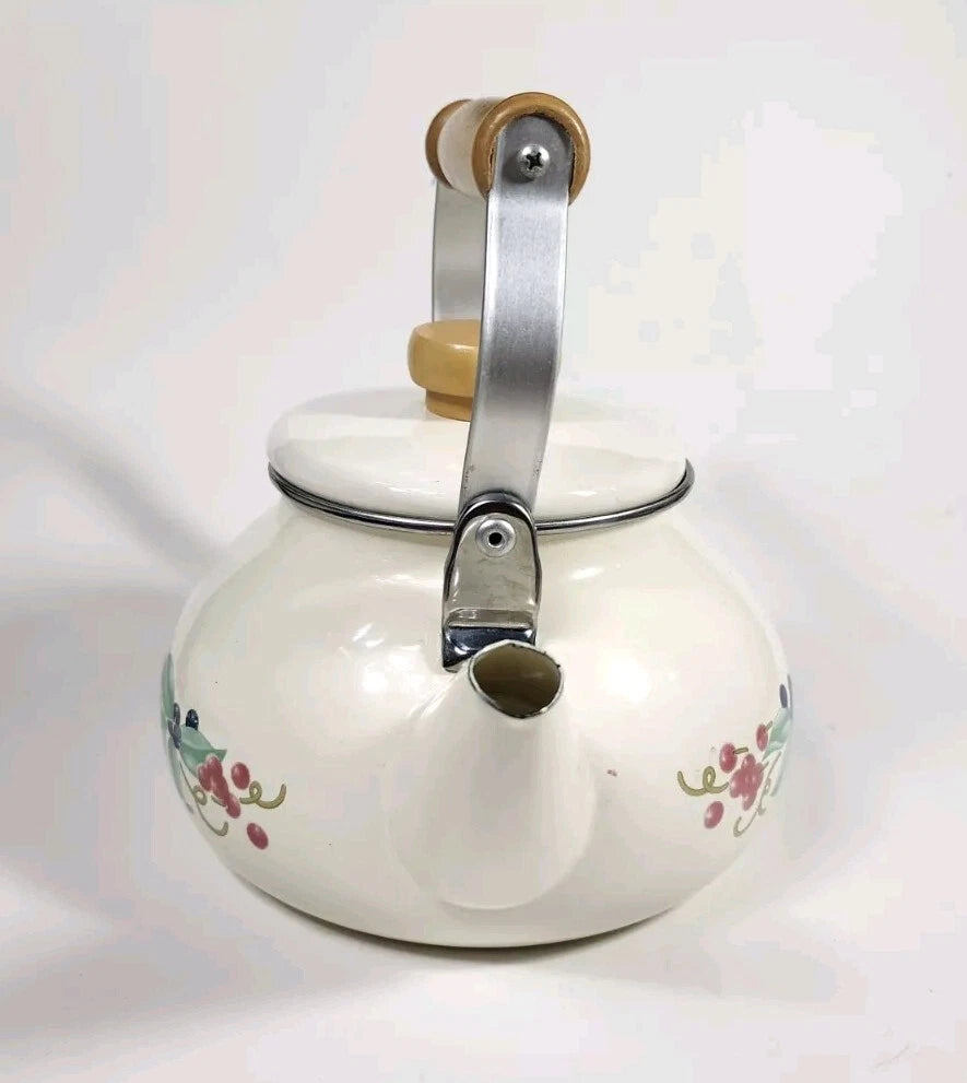 Corning Coordinates By Lincoware Porcelain Enamel Steel Teapot Vintage Decorated