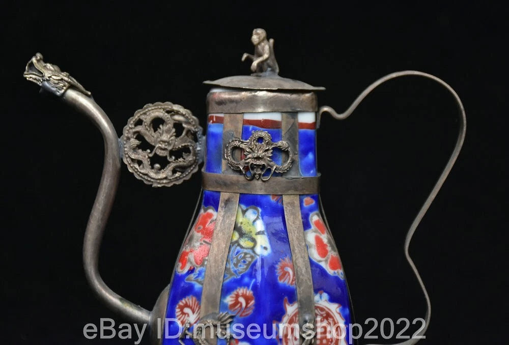 5.8 " Old Chinese Copper Enamel Porcelain Dynasty Portable Kettle Teapot Statue | eBay