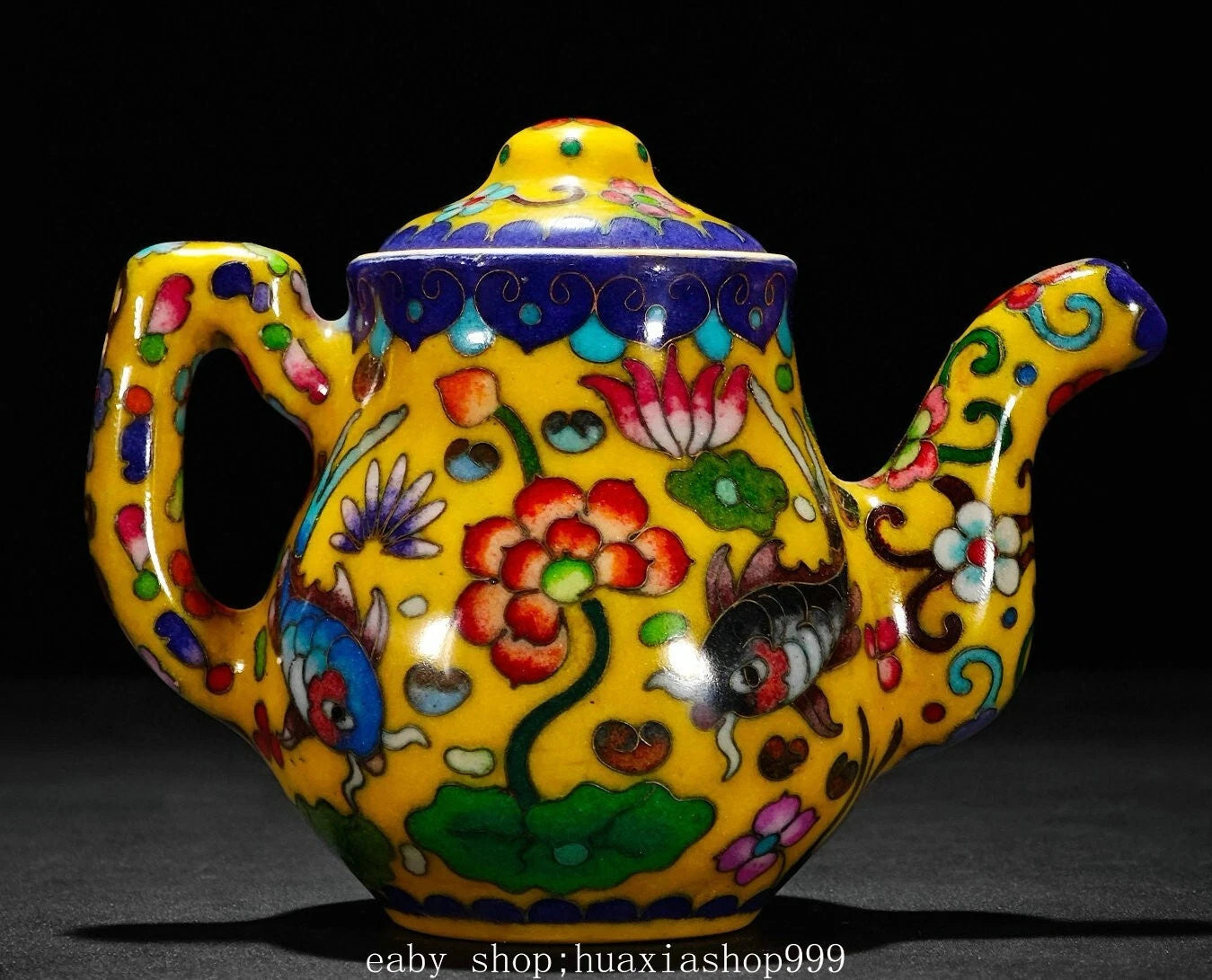 8" Colour Enamel Porcelain Cloisonne Enamel Filigree Fish Teapot Cup Tray Set | eBay