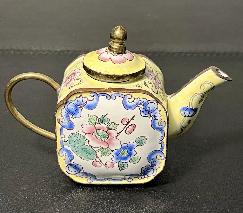 Chinemel 1990s B. Yee Miniature Teapot Copper & Painted Flowers, 3.75x3" | eBay