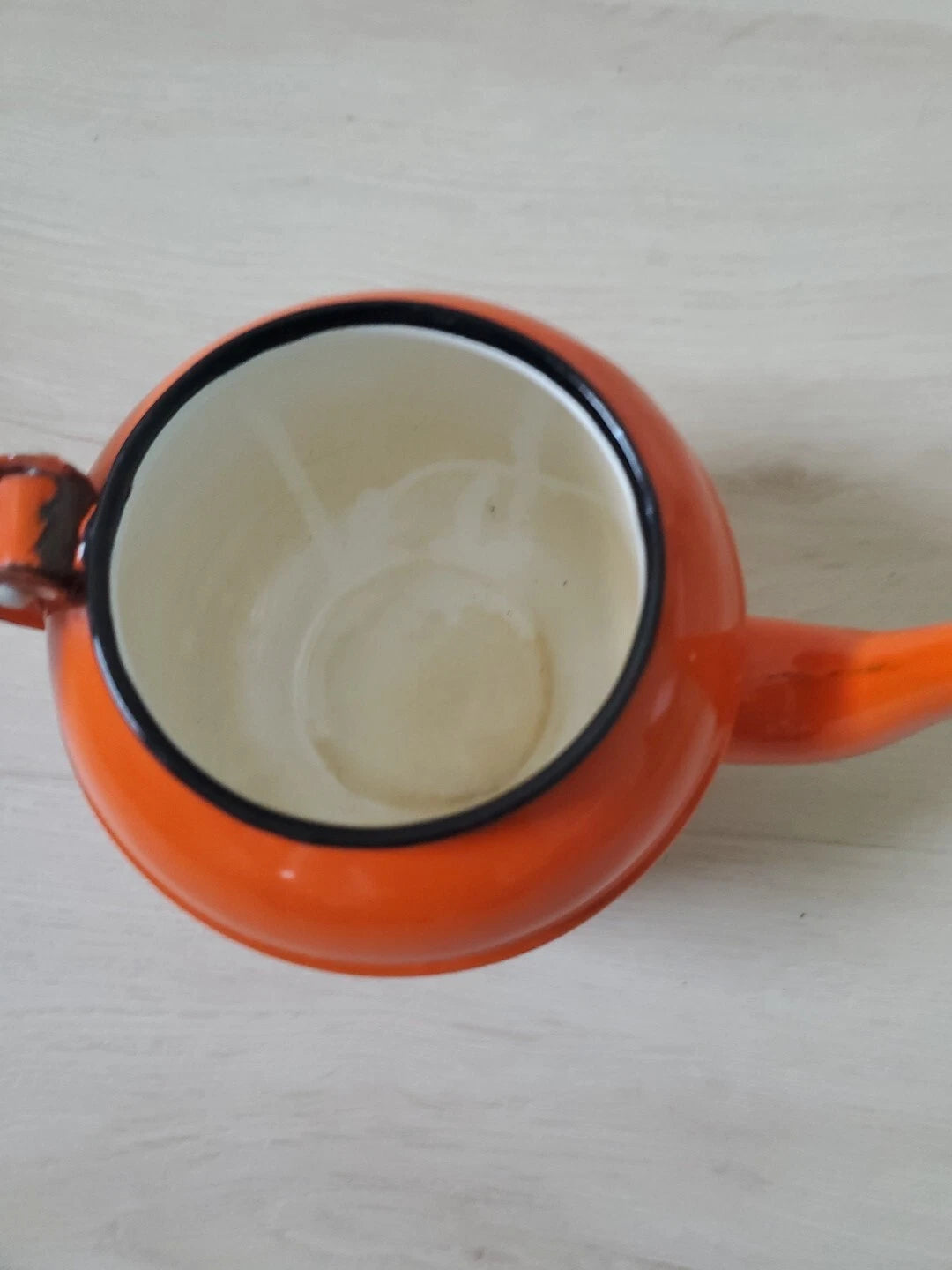 Vintage Orange Black Enamel Ware Small Tea Pot Kettle Knobler Poland | eBay