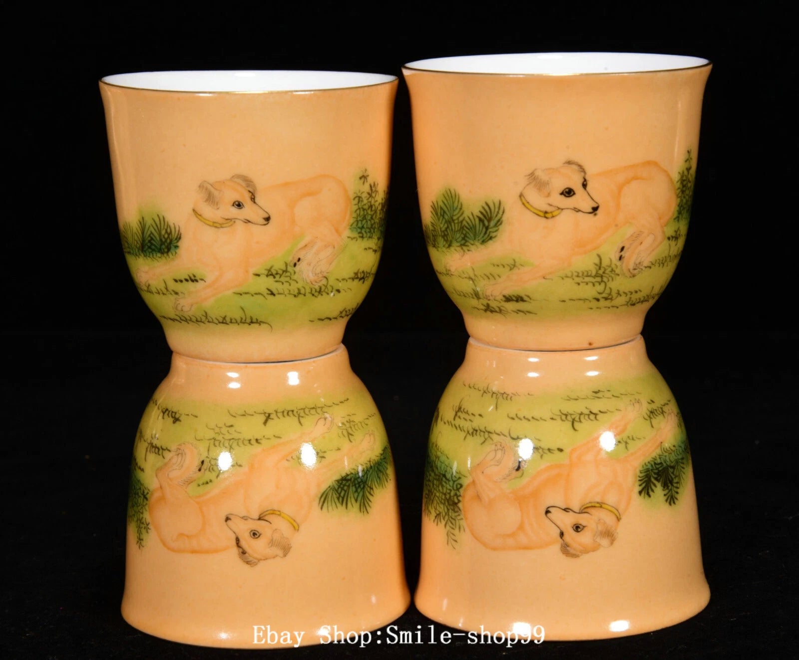 6.2" Yongzheng Enamel Colour Porcelain Pastoral Dogs Animal Tea Pot Cup Set | eBay