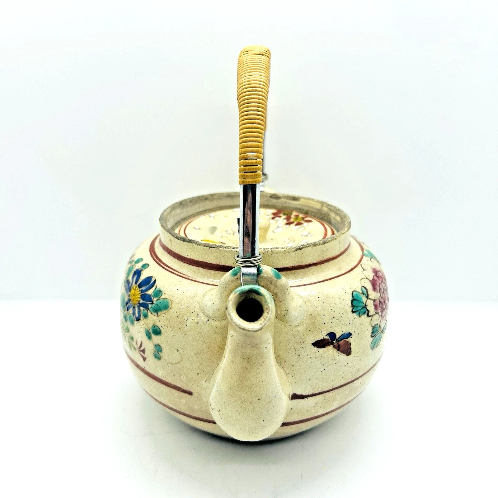 Antique Japanese Yellow Ware Ceramic Famille Rose Raised Enamel Teapot | eBay