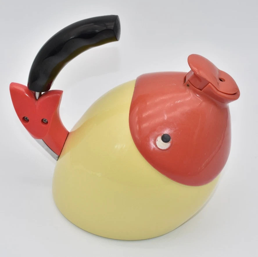 Very Rare Vintage 1998 VIA Ancona ~ Yellow Enamel Fish Teapot | eBay