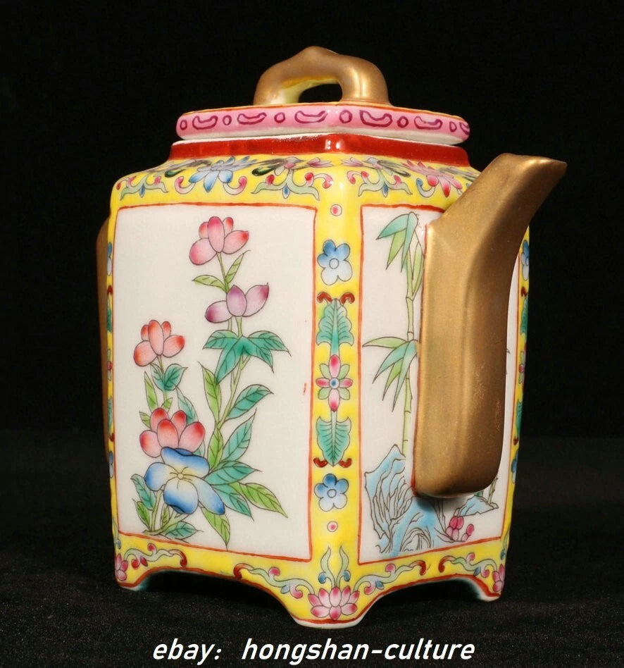 9" Yongzheng Enamel Colour Porcelain Gilt Flower Wine Tea Pot Cup Vessel Set | eBay