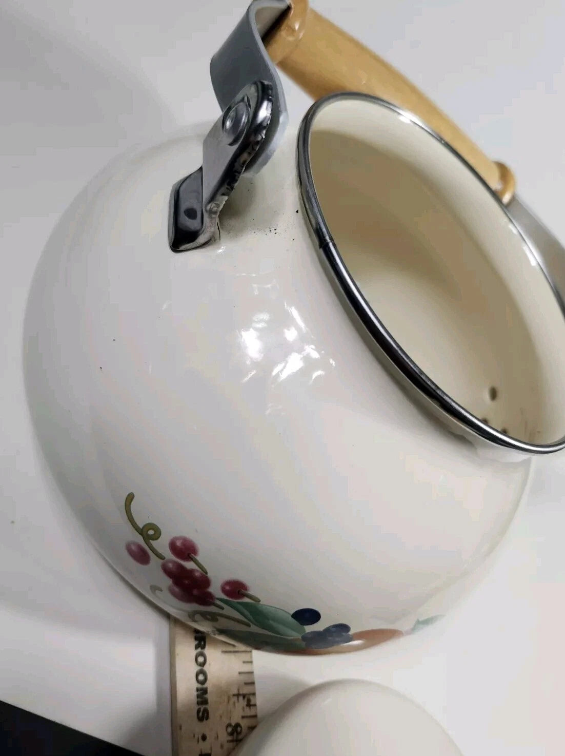 Corning Coordinates By Lincoware Porcelain Enamel Steel Teapot Vintage Decorated