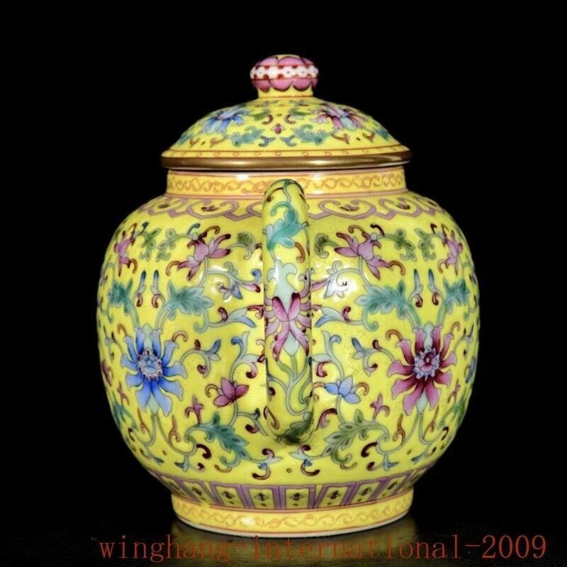 6.8"China Qing Dynasty enamel porcelain flowers pattern Tea makers Tea Pot