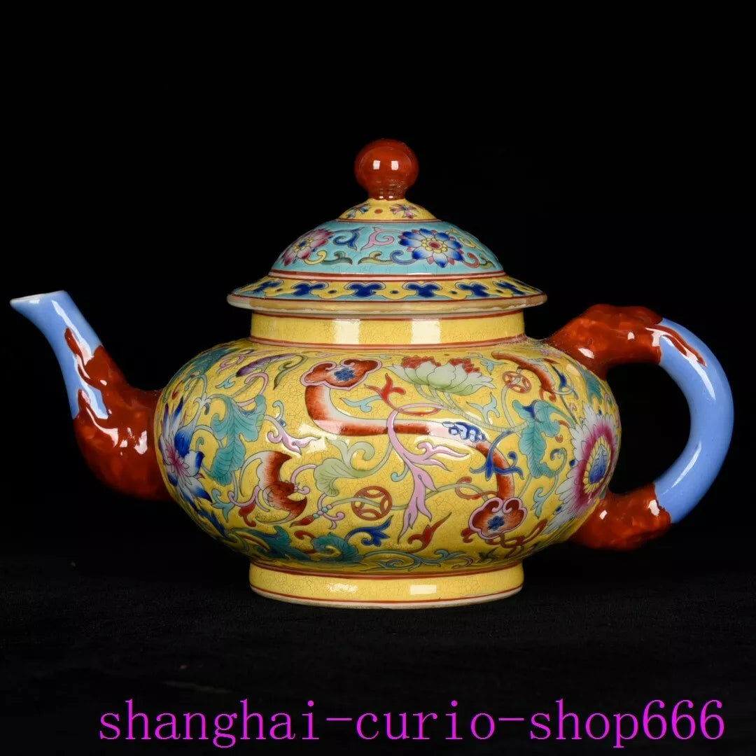 8"China Qing Dynasty Yongzheng enamel porcelain fushou ruyi grain Tea set Teapot | eBay