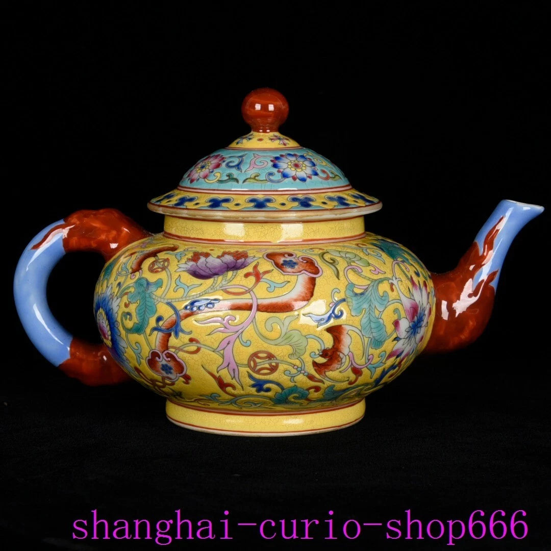 8"China Qing Dynasty Yongzheng enamel porcelain fushou ruyi grain Tea set Teapot | eBay