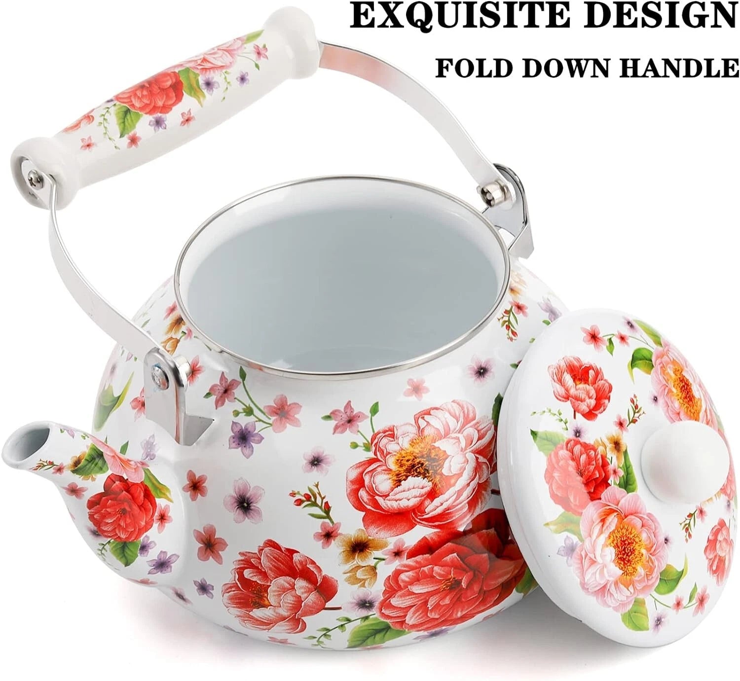 Colorful Enamel Tea Kettle - 2.6 Quart Vintage Teapot with Ceramic Cool Handle | eBay
