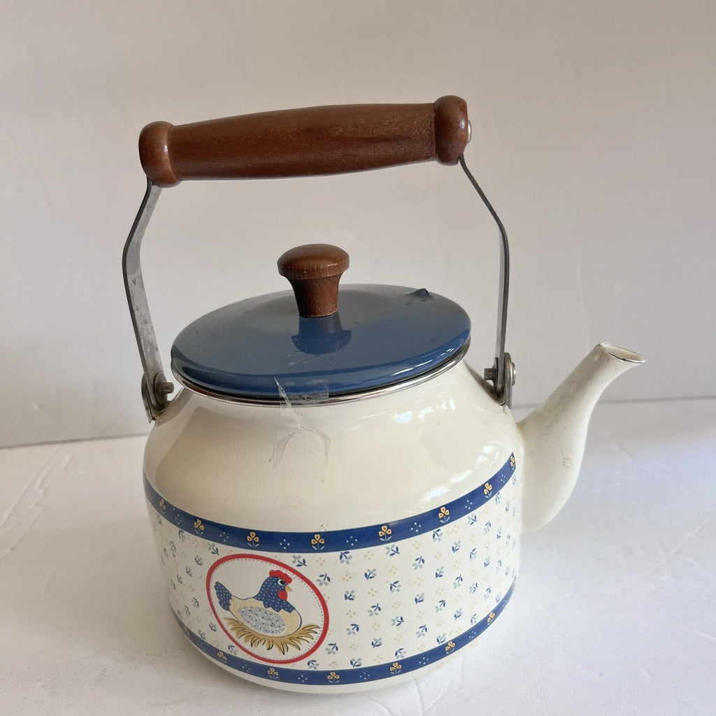 Vintage Enamel Kettle Country Hen Teapot | eBay