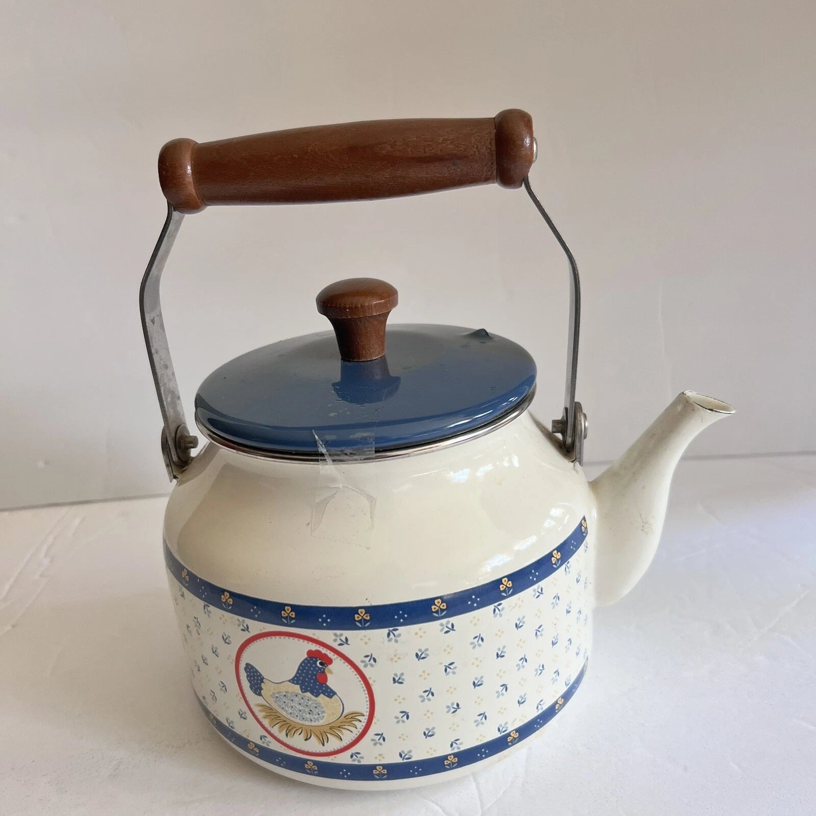 Vintage Enamel Kettle Country Hen Teapot | eBay