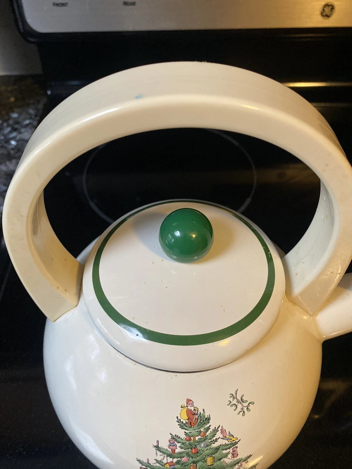 Vintage Spode Christmas Tree Whistling Tea Kettle Pot Porcelain Enamel 2.2 Quart | eBay