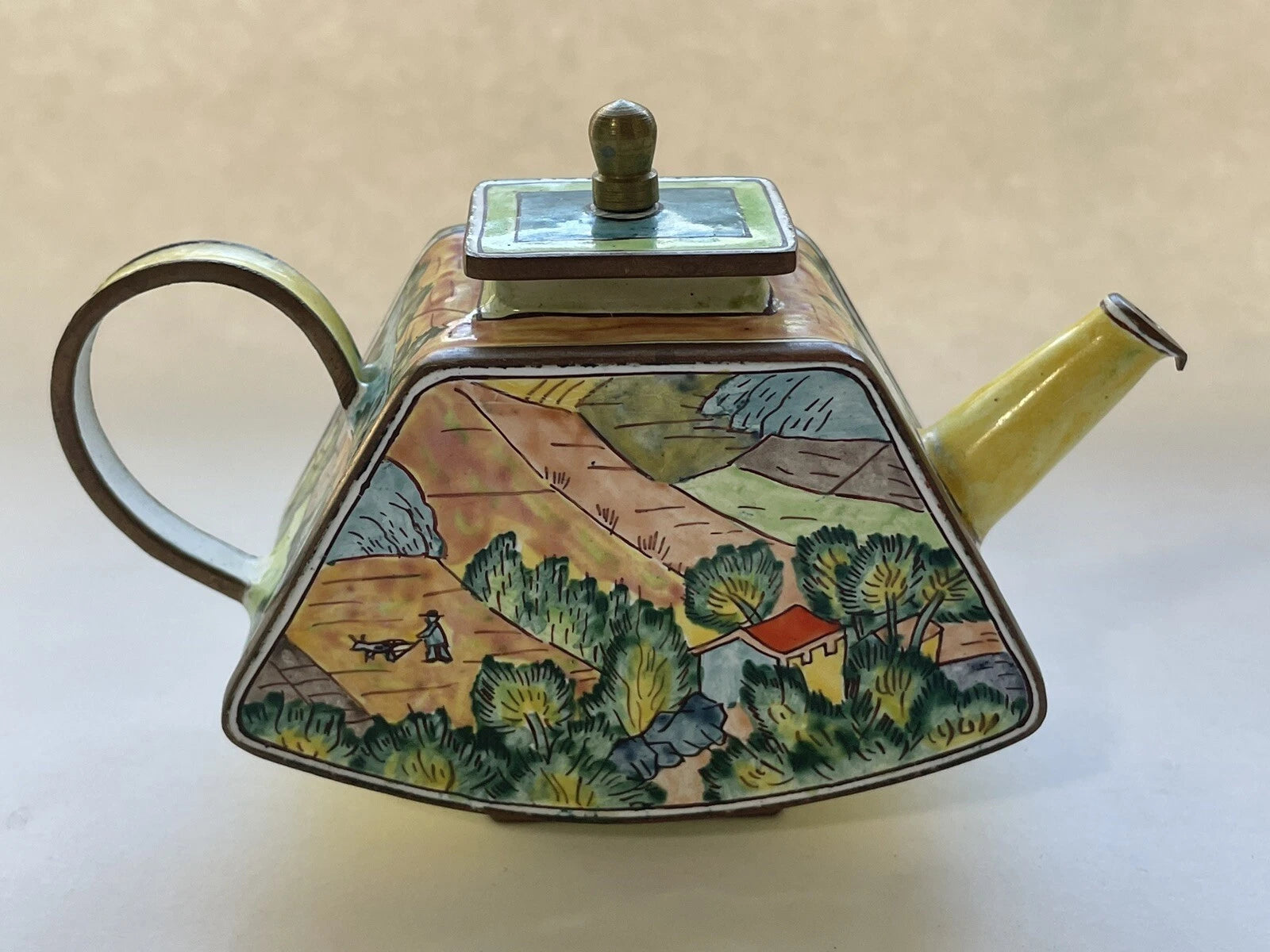 Charlotte Di Vita Enamel Mini Small Teapot Landscape Vincent Van Gogh Vintage | eBay
