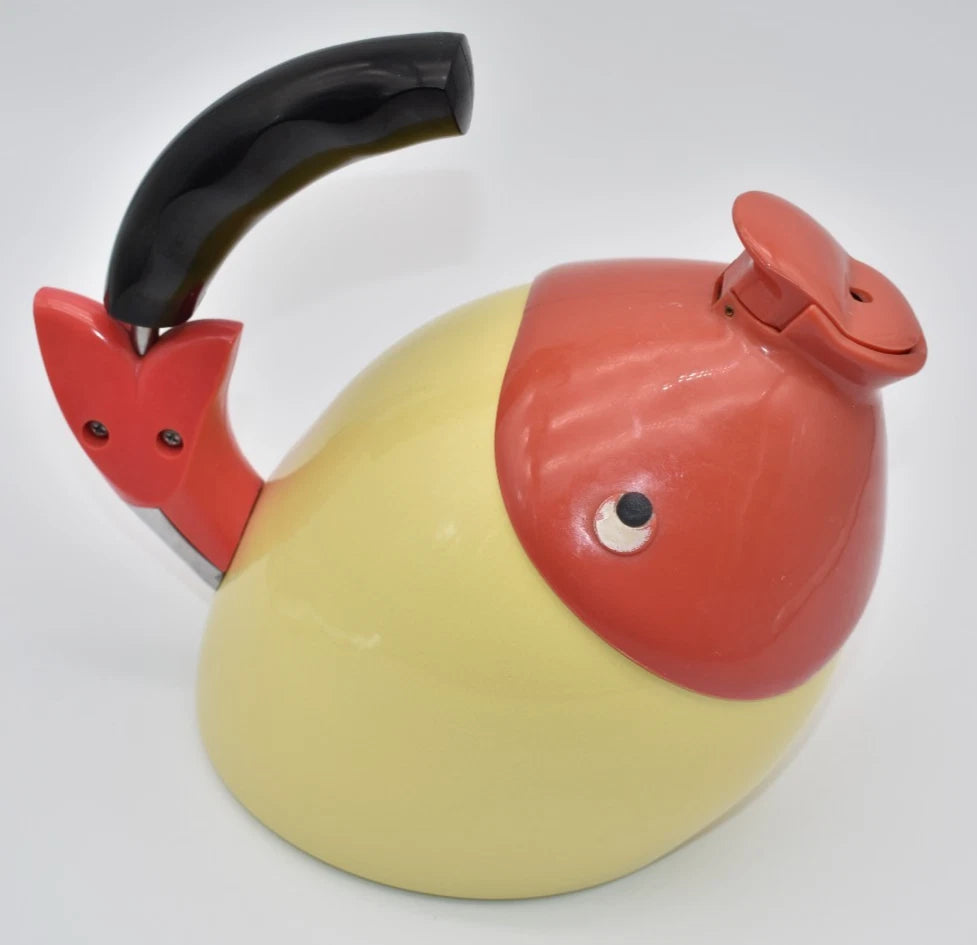 Very Rare Vintage 1998 VIA Ancona ~ Yellow Enamel Fish Teapot | eBay