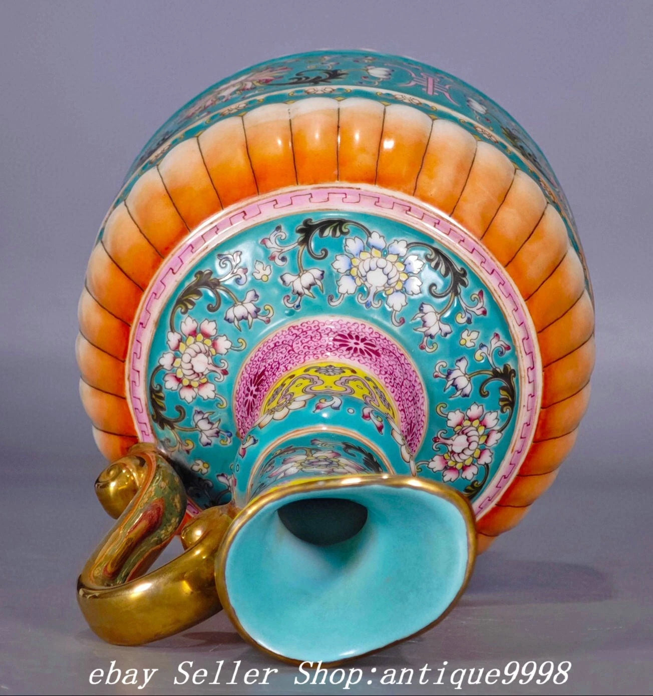 11.8''Old Qing Dynasty Enamel Color Porcelain Gold Flower Wine Tea Pot Flagon | eBay