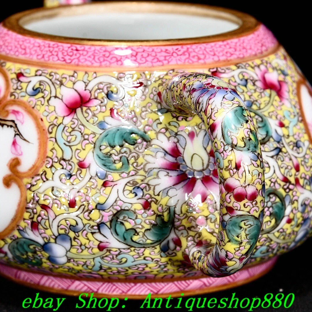 5.1"Qing Qianlong Enamel Colour Porcelain Gold Flower Bird Wine Tea Pot Flagon | eBay