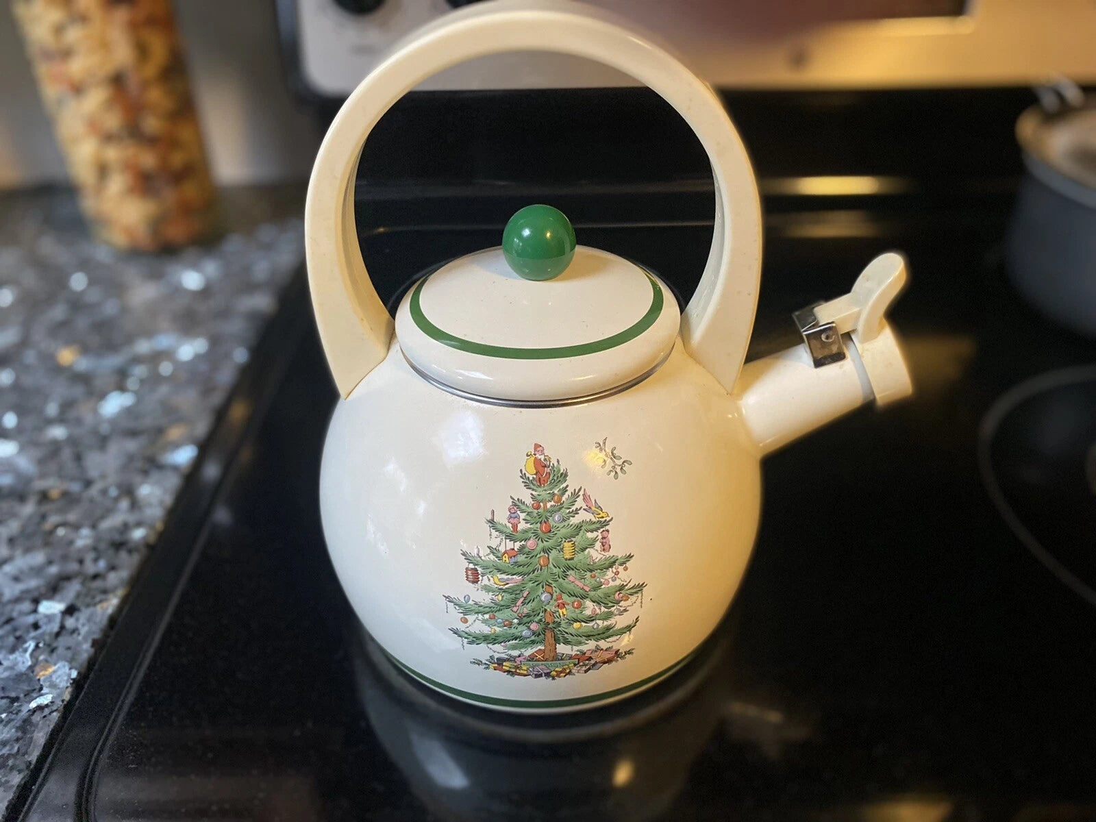 Vintage Spode Christmas Tree Whistling Tea Kettle Pot Porcelain Enamel 2.2 Quart | eBay