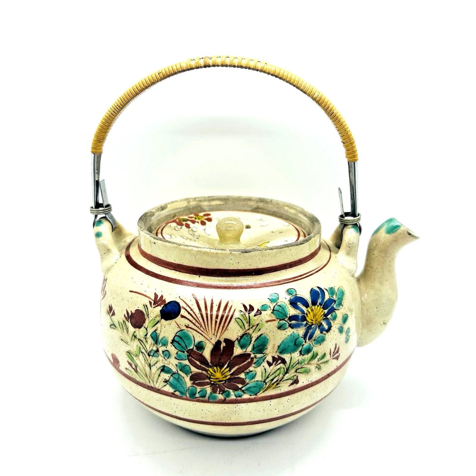 Antique Japanese Yellow Ware Ceramic Famille Rose Raised Enamel Teapot | eBay