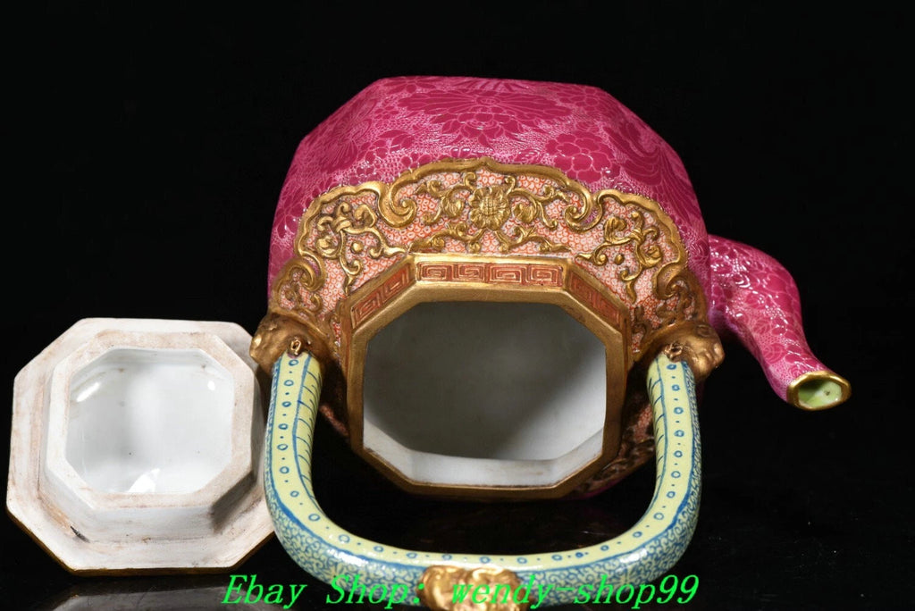 Qianlong Marked Colour Enamel Porcelain Gilt Dragon Lion Head Teapot Teakettle | eBay
