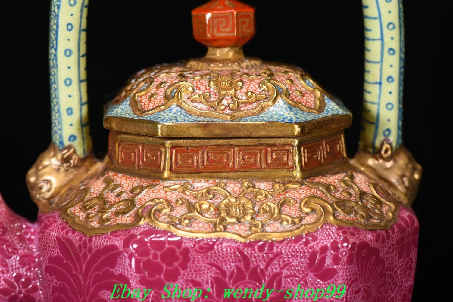 Qianlong Marked Colour Enamel Porcelain Gilt Dragon Lion Head Teapot Teakettle | eBay