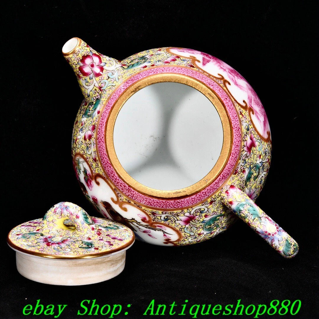 5.1"Qing Qianlong Enamel Colour Porcelain Gold Flower Bird Wine Tea Pot Flagon | eBay
