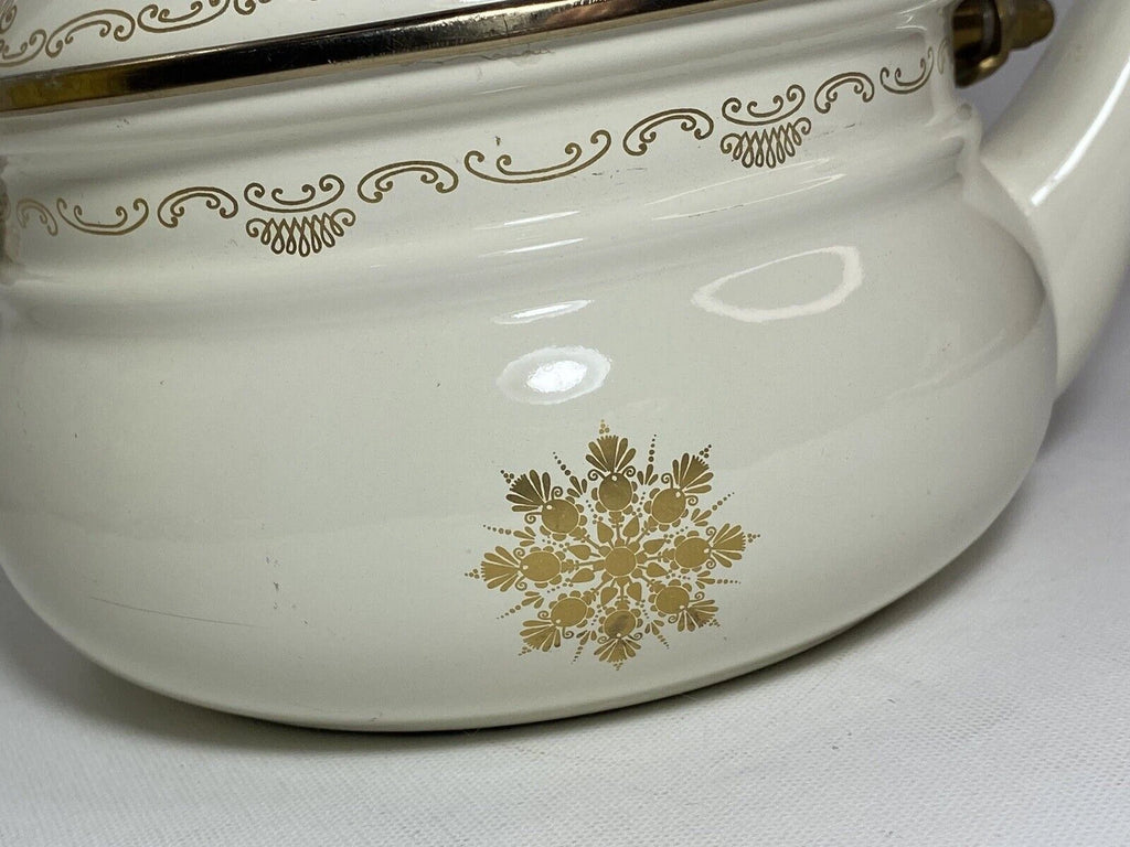 Vintage Fissler Asta Black & Gold Enamelware Teapot & Warmer West Germany Nice