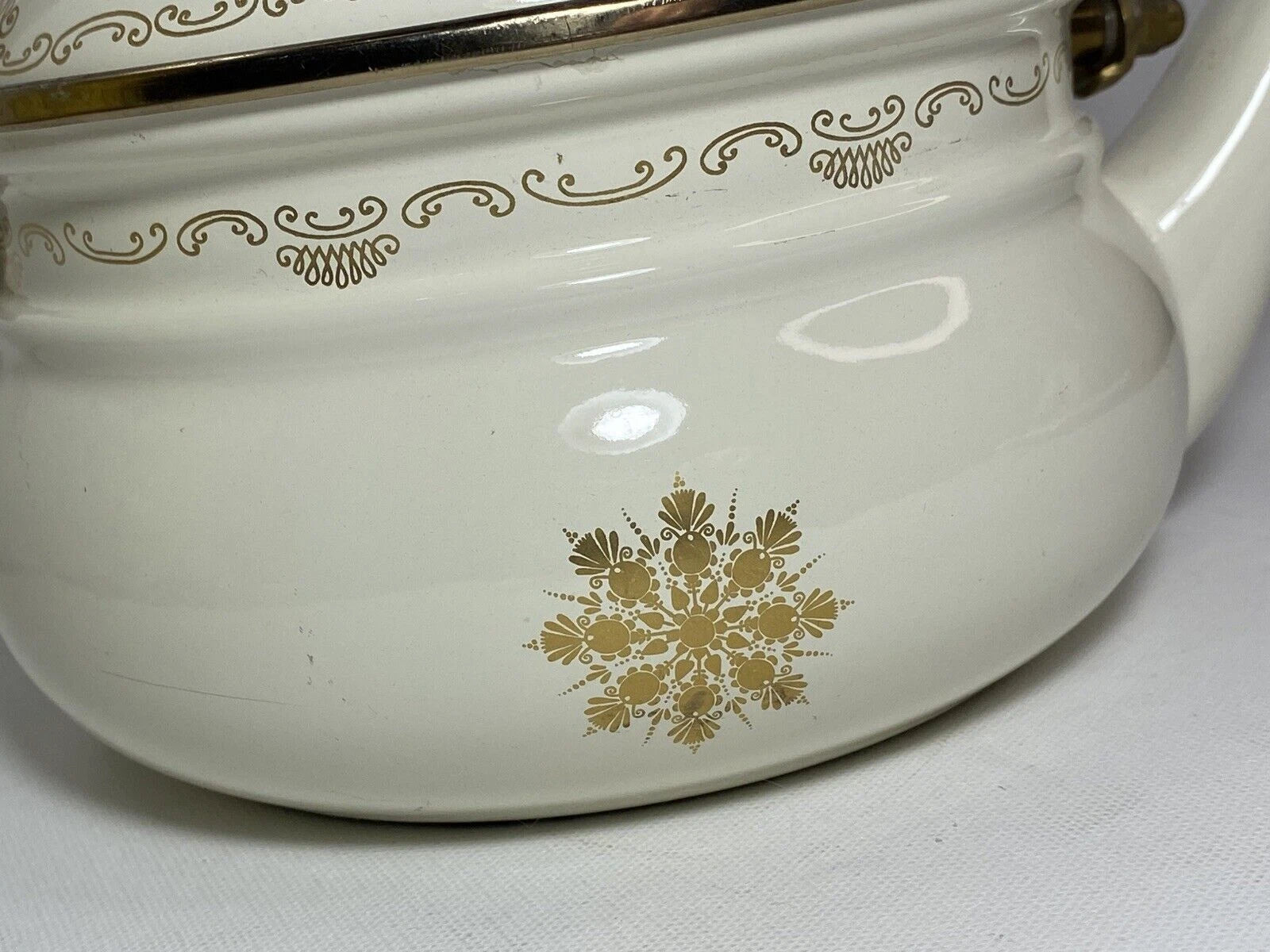 Vintage Fissler Asta Black & Gold Enamelware Teapot & Warmer West Germany Nice