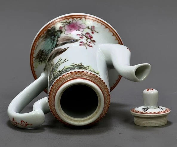 5.6" China Powder enamel porcelain flowers bird Teapot tea set tea maker statue | eBay