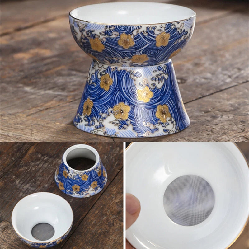 Pure Silver Tea Set Health Care Jingdezhen Color Enamel Porcelain Gaiwan Pot Cup