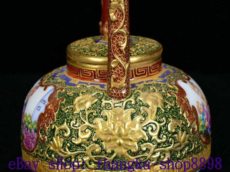 5" Qianlong Year Enamel Colour Porcelain Gold Western belle Beauty flagon Teapot | eBay