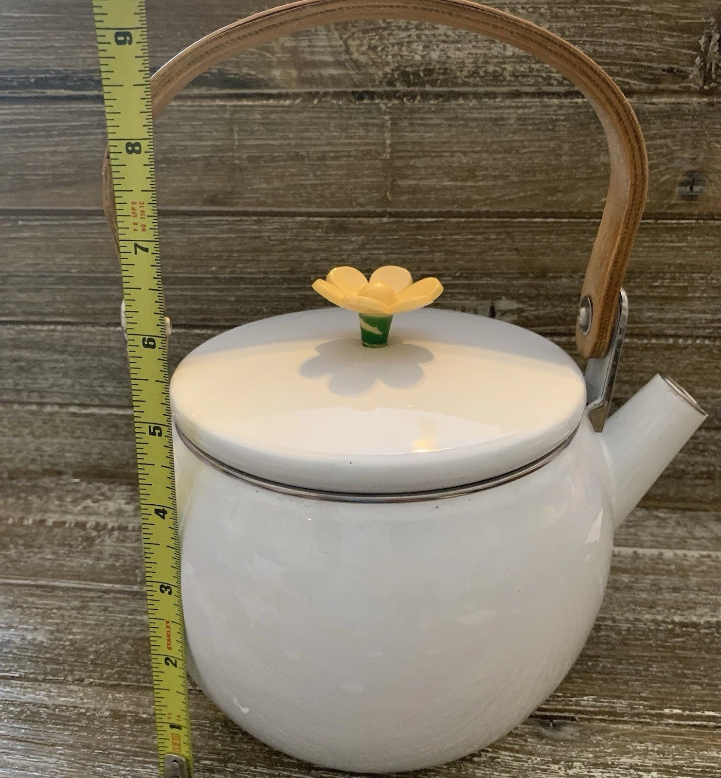 Cow Tea Pot Metal Painted Enamel Vintage