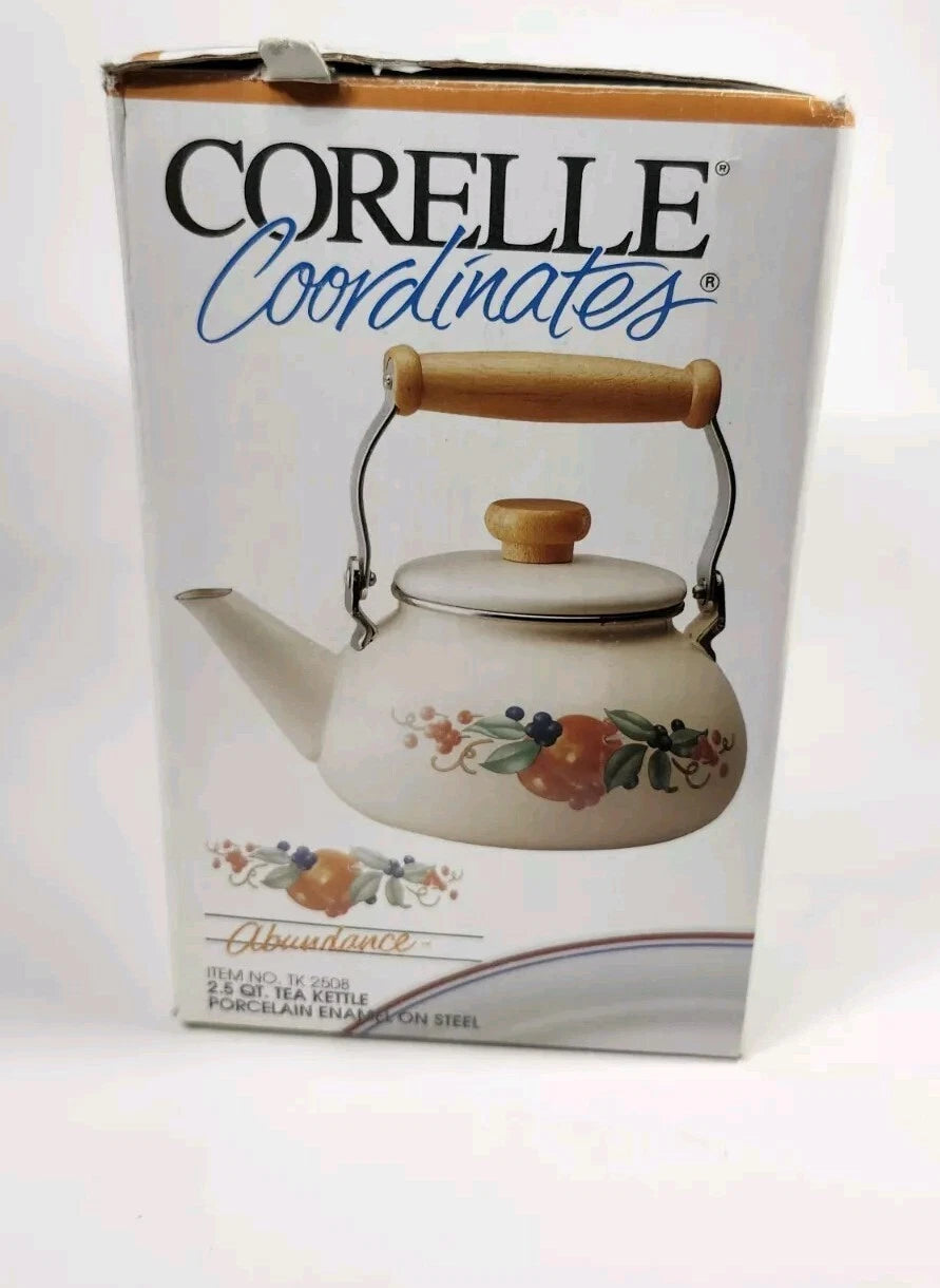 Corning Coordinates By Lincoware Porcelain Enamel Steel Teapot Vintage Decorated