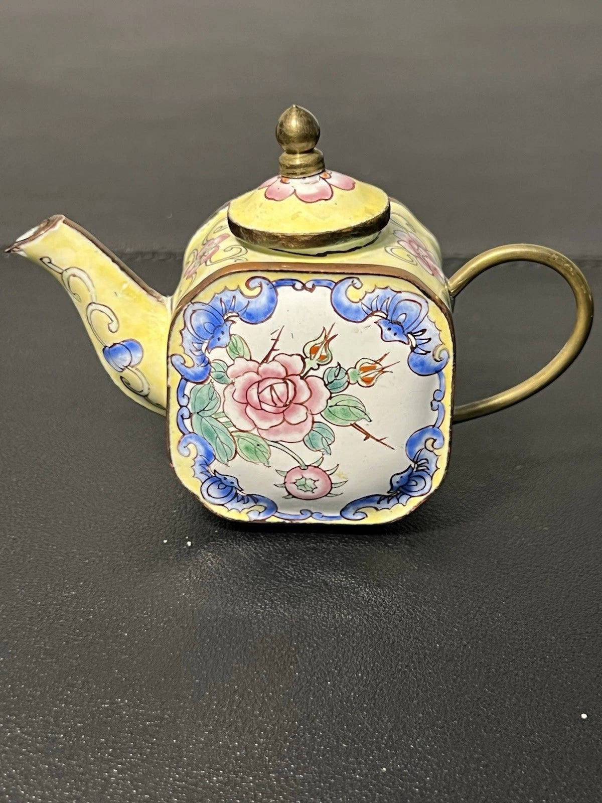 Chinemel 1990s B. Yee Miniature Teapot Copper & Painted Flowers, 3.75x3" | eBay