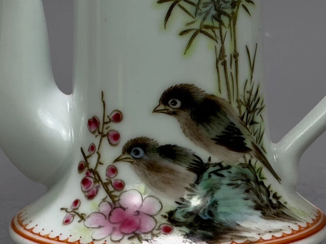 5.6" China Powder enamel porcelain flowers bird Teapot tea set tea maker statue | eBay