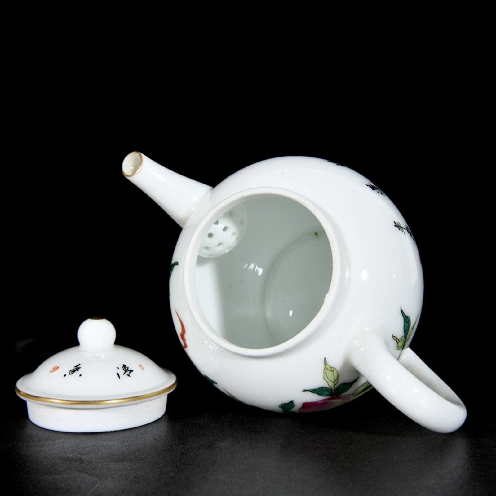 Chinese Enamel  Colour Porcelain HandPainted Peach pattern Teapot 73102