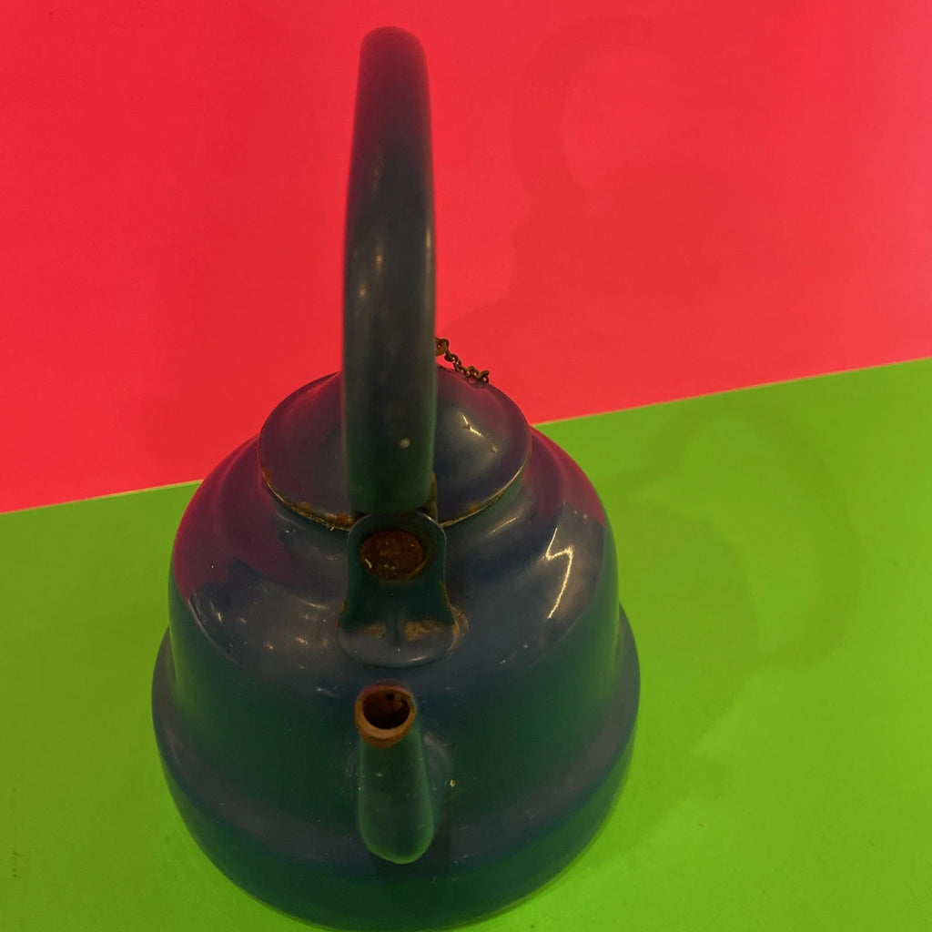 VTG-blue Enamel On Metal Tea Pot/ Made In Yugoslavia.