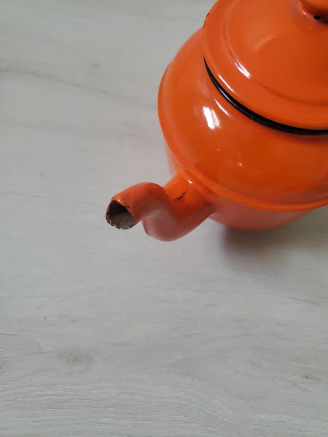 Vintage Orange Black Enamel Ware Small Tea Pot Kettle Knobler Poland | eBay