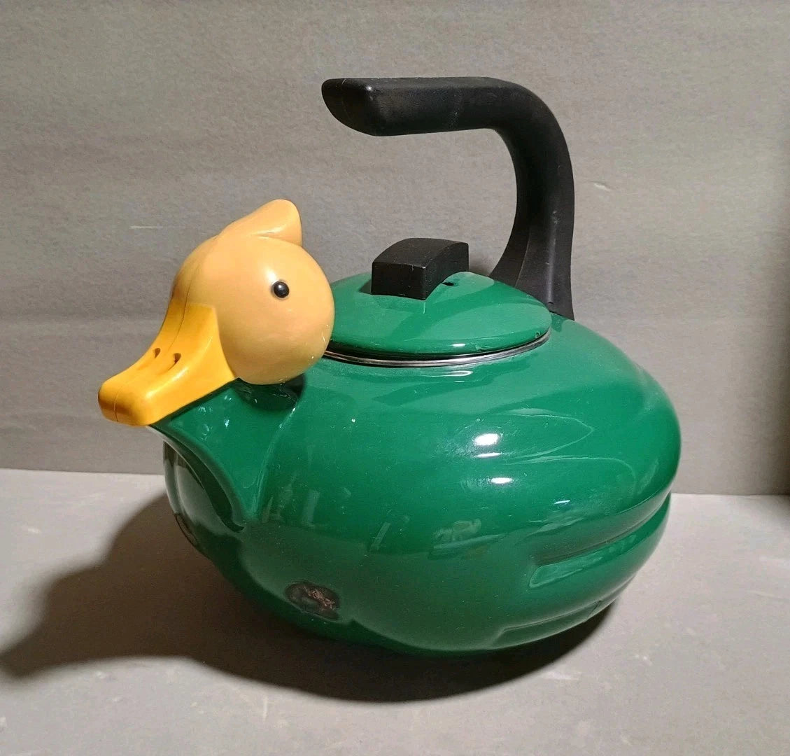 Vintage Kamenstein Green Enamelware Yellow Duck 8" Tea Kettle/Pot Decorative MCM | eBay