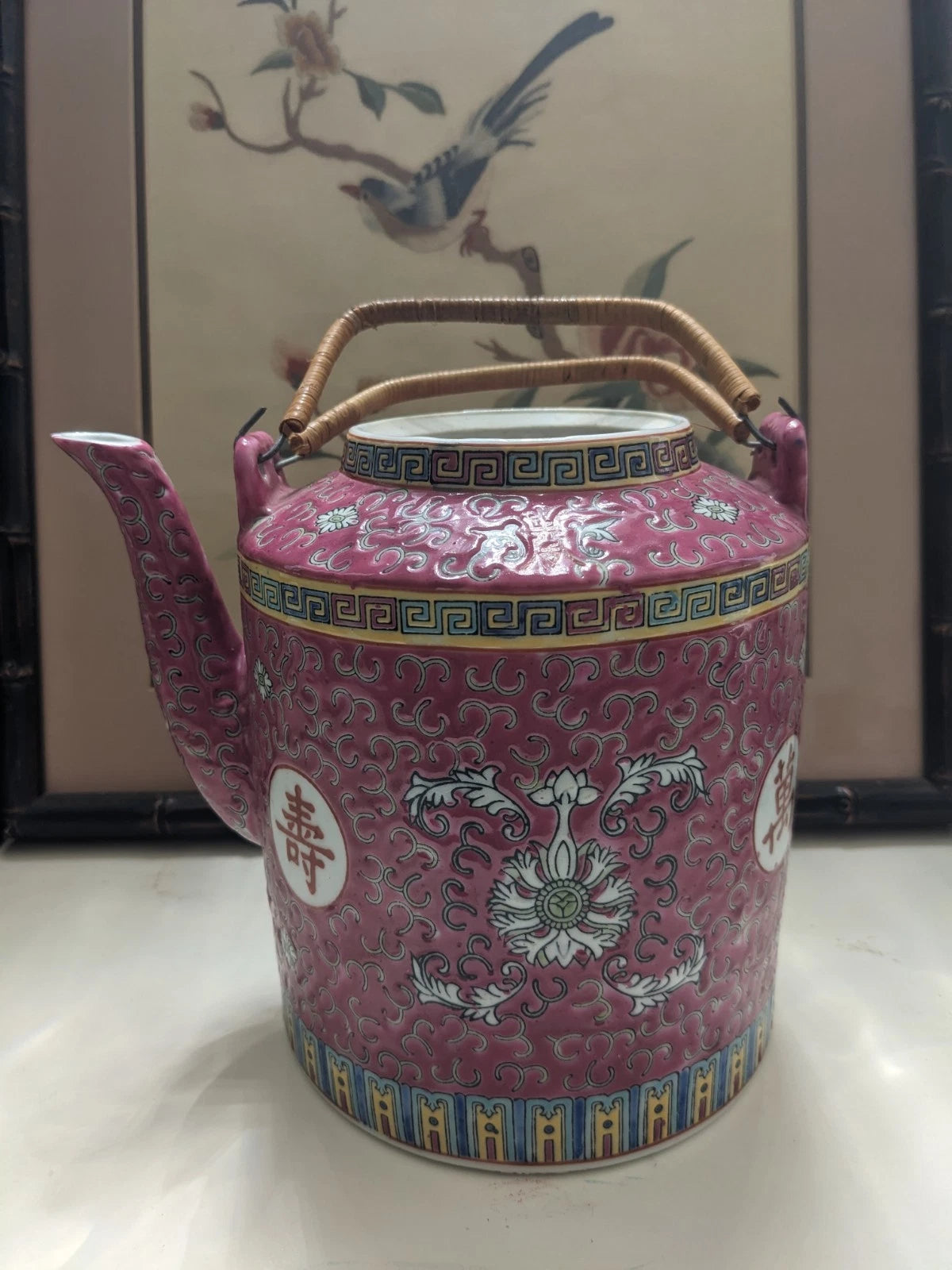 Chinese Famille Rose Enameled Porcelain Mun Shou Longevity Teapot Without Lid | eBay