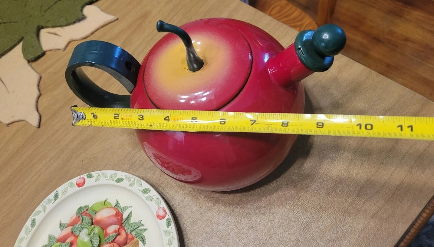 Vintage COPCO Enamel Metal Red Apple Teapot Kettle | eBay
